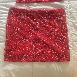 White Fox Boutique Pink Floral Sequin Matching Set